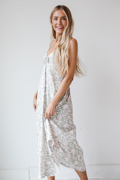 Sage Floral Midi Dress for women