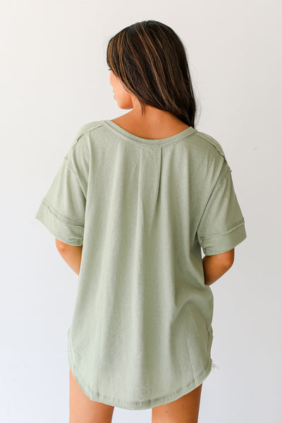 sage Henley Tee back view