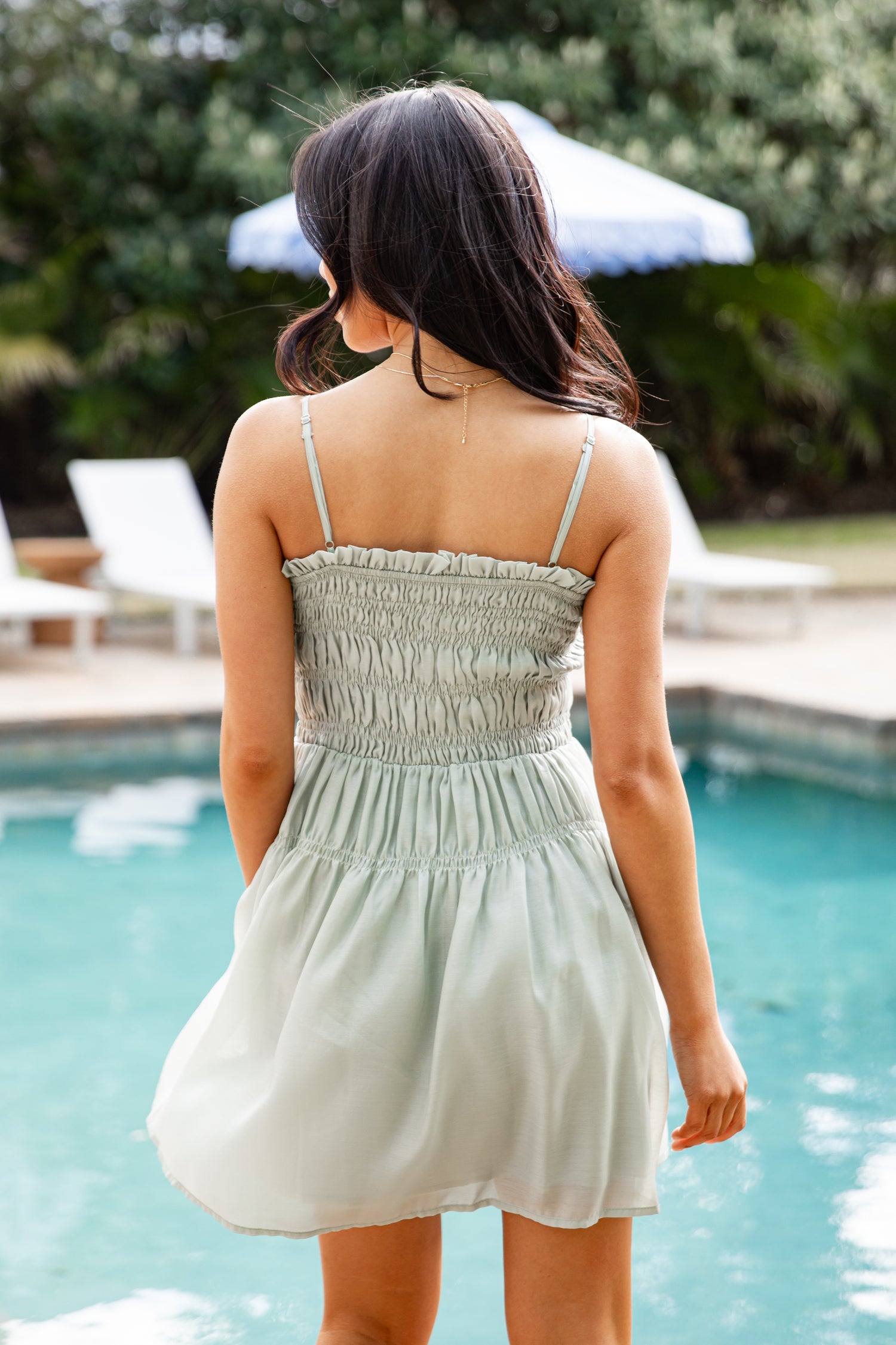 Sage Smocked Button Front Mini Dress | Trendy Women's Dress Sage Smocked Button Front Mini Dress | Trendy Women's Dress