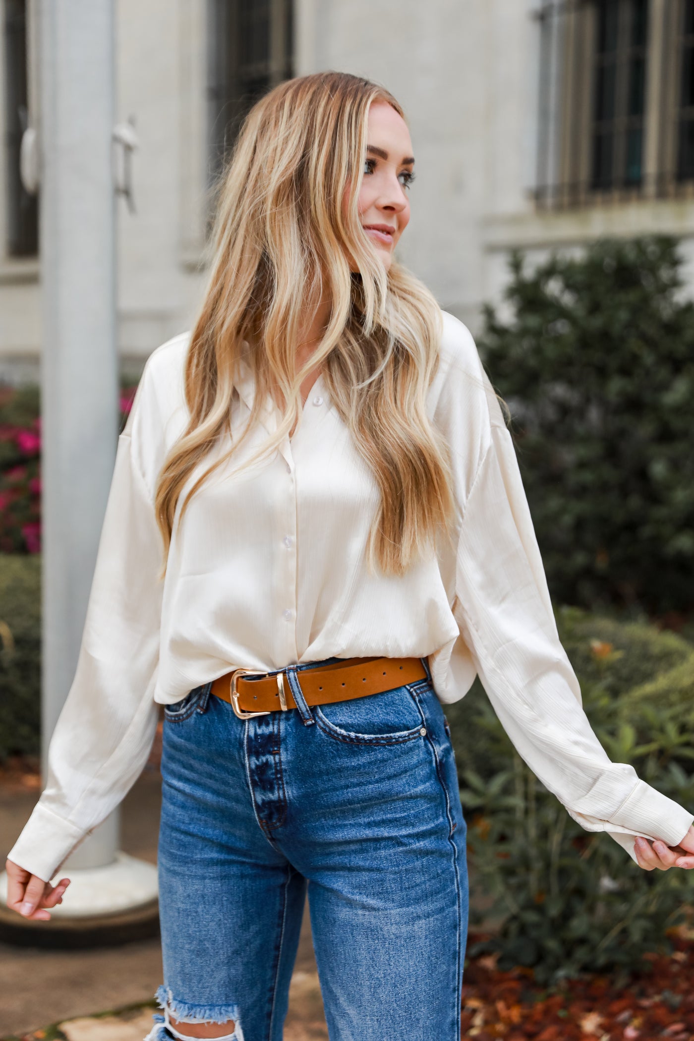 ivory Button-Up Blouse