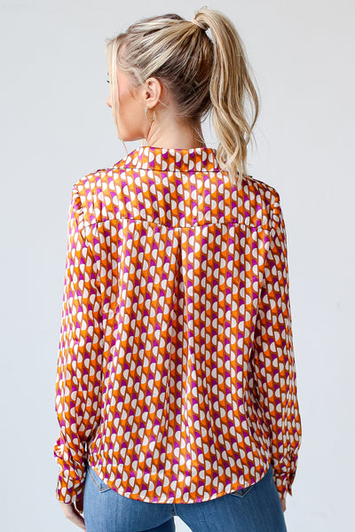 Satin Button-Up Blouse back view
