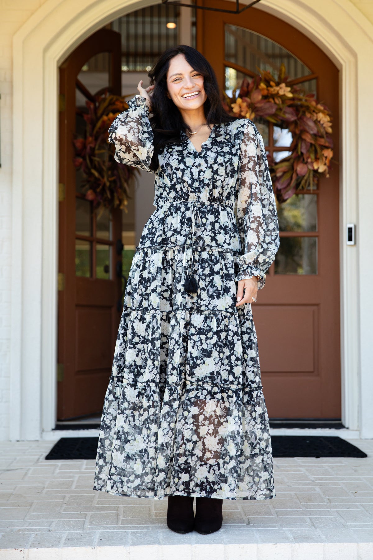 Luxe Intentions Black Floral Maxi Dress