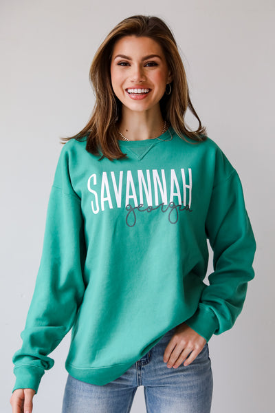 Green Savannah Georgia Script Sweatshirt