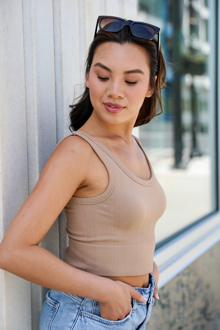 mocha cropped tank