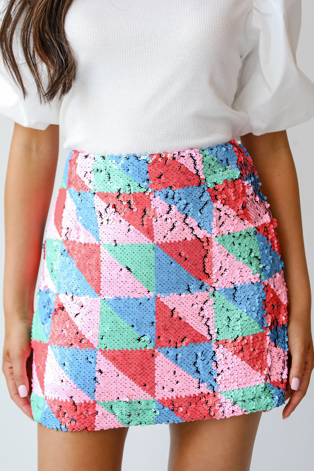 Glittering Event Multi Sequin Mini Skirt