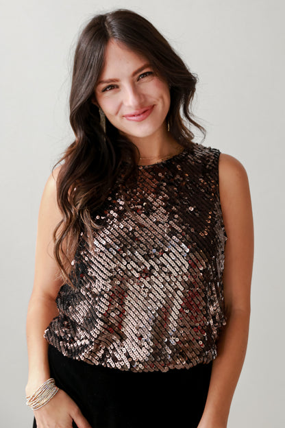 cute Black Sequin Tank