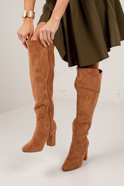 Main Street Suede Camel Tall Boots