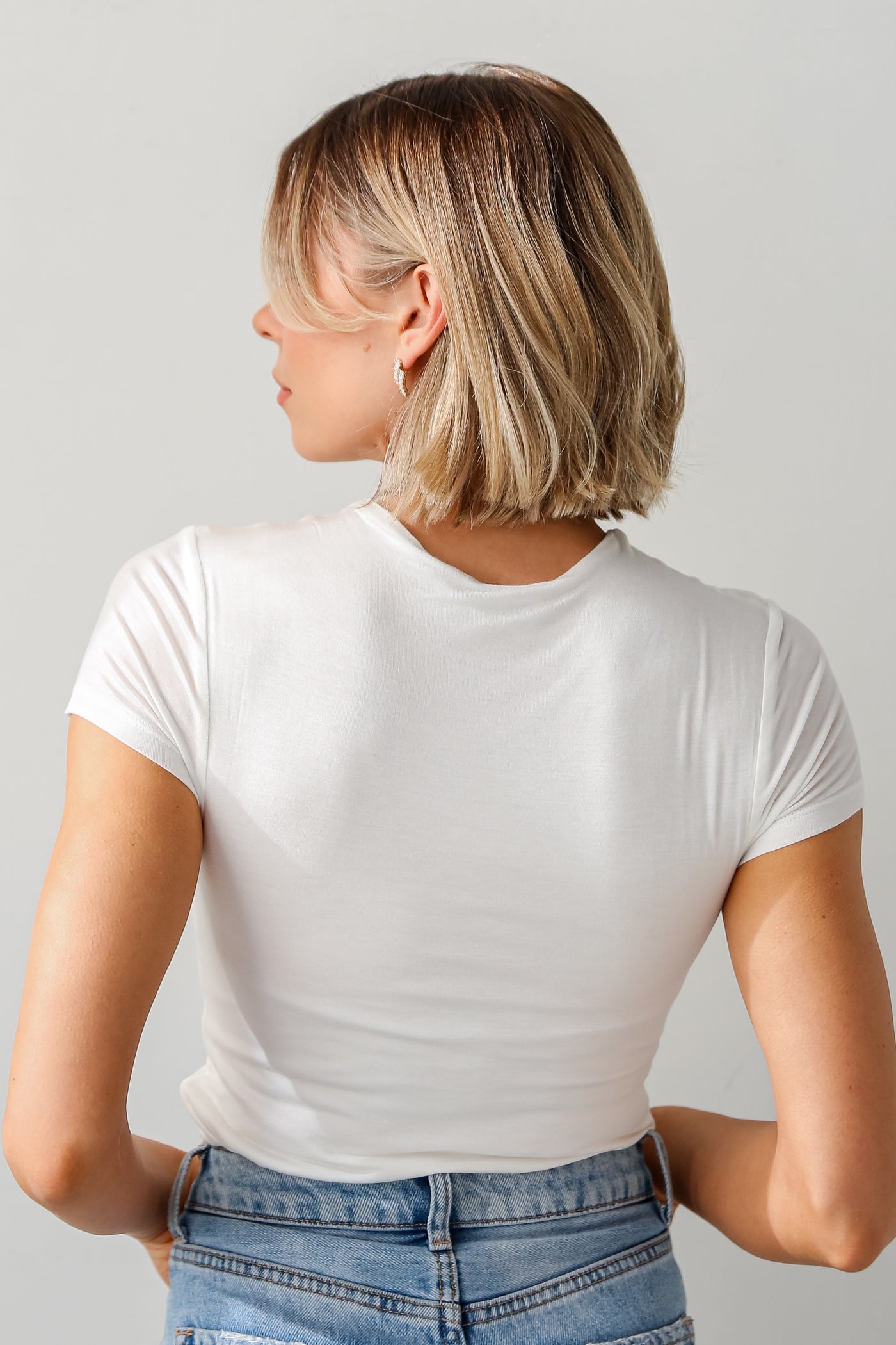 white short sleeve Bodysuit for women