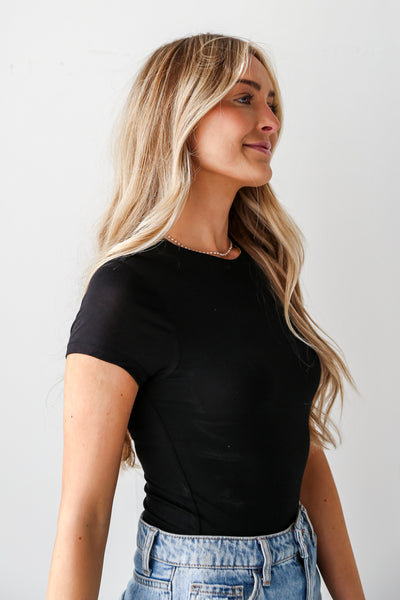 black short sleeve Bodysuit for women