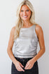 Notorious Radiance Silver Metallic Ruched Tank