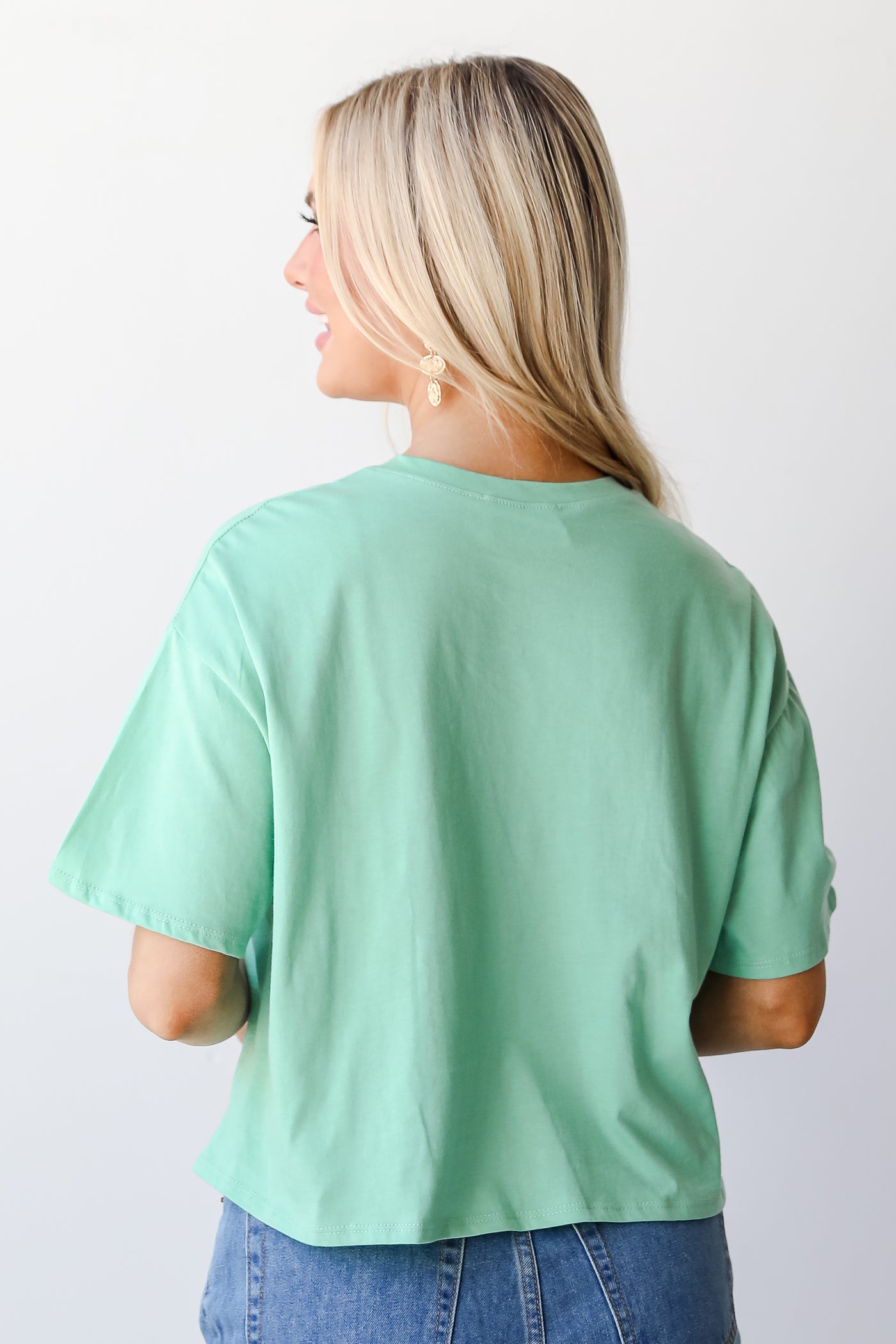 Smile Cropped Graphic Tee back view