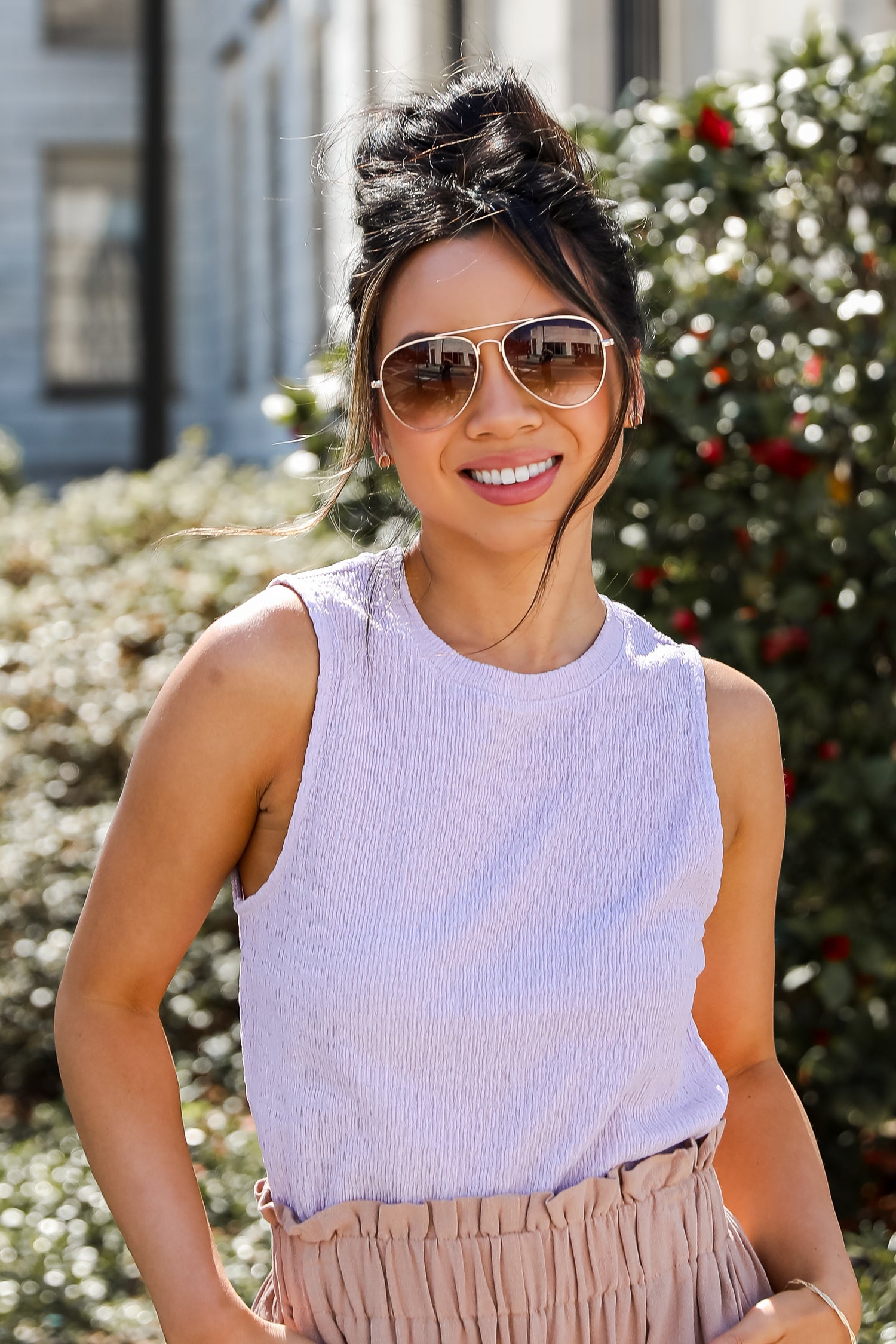 lavender Smocked Tank