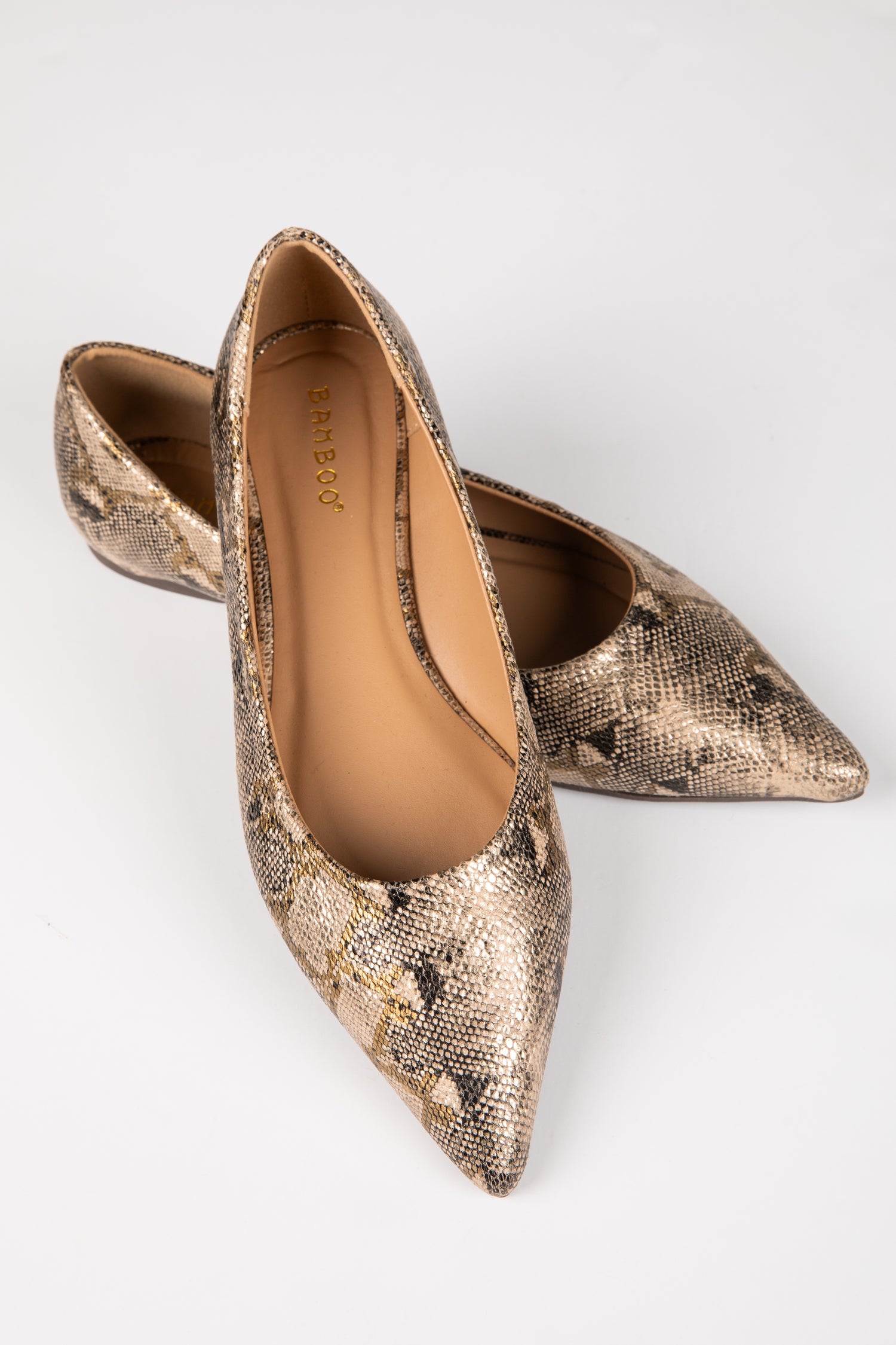 snakeskin flats
