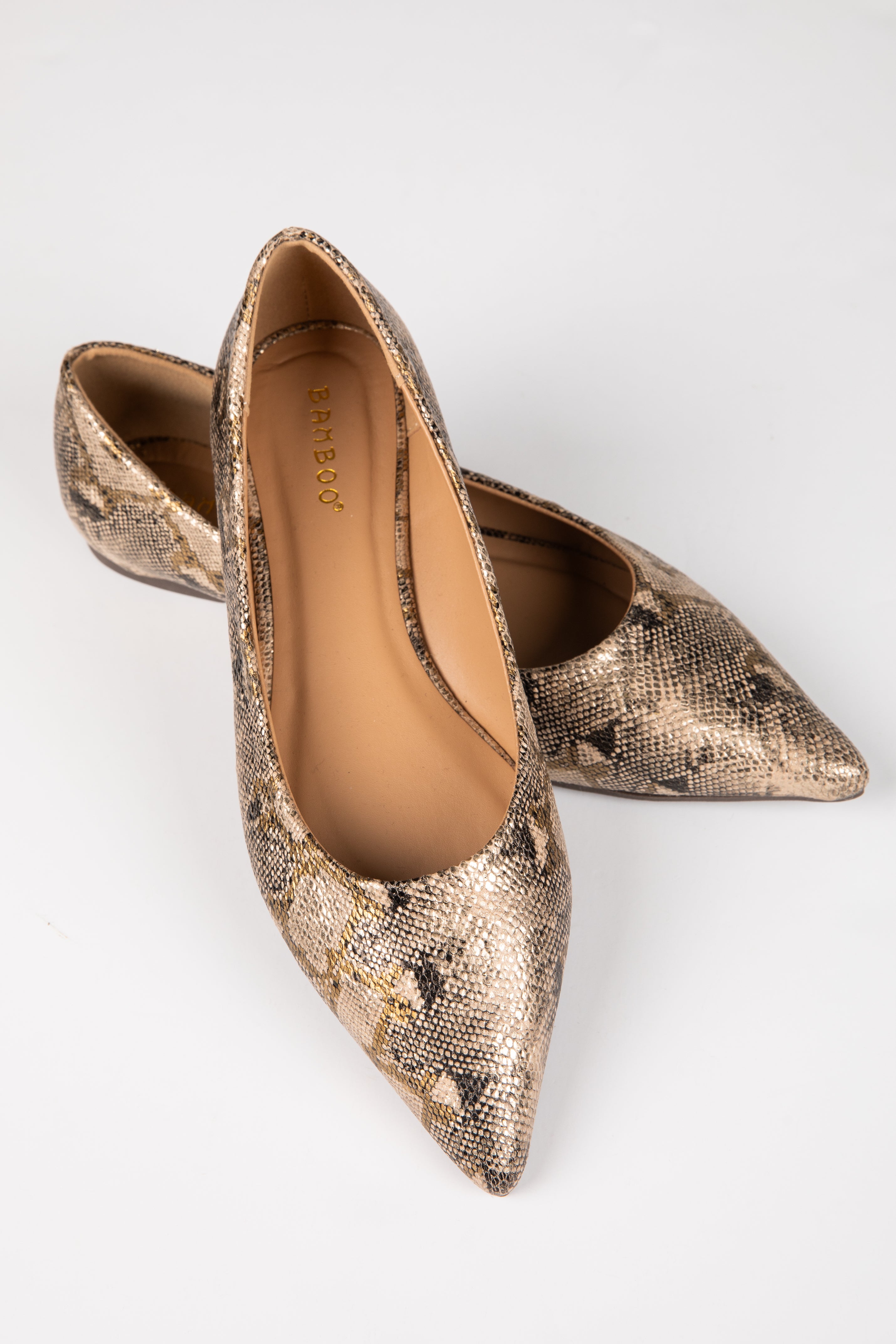 snakeskin flats
