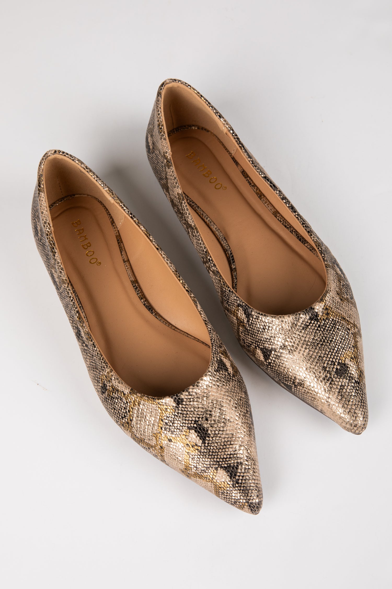 snake print flats