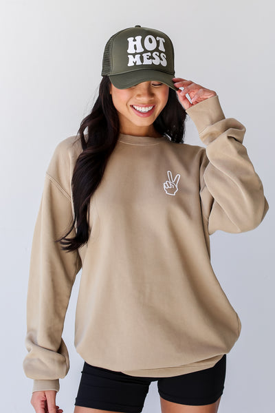 Tan There Is No Place Like The South Pullover on dress up model