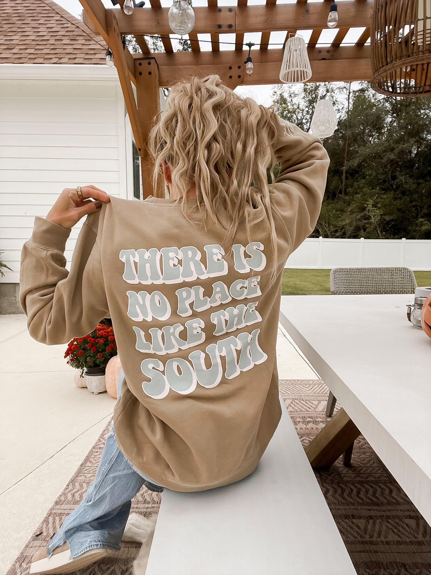 Tan There Is No Place Like The South Pullover, holley collab, Western Graphic Sweatshirt, oversized, comfy