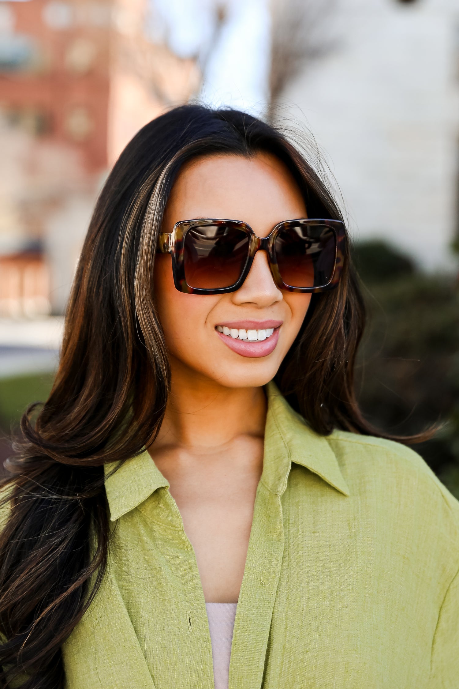 Tortoise Oversized Square Sunglasses Women's Sunglasses