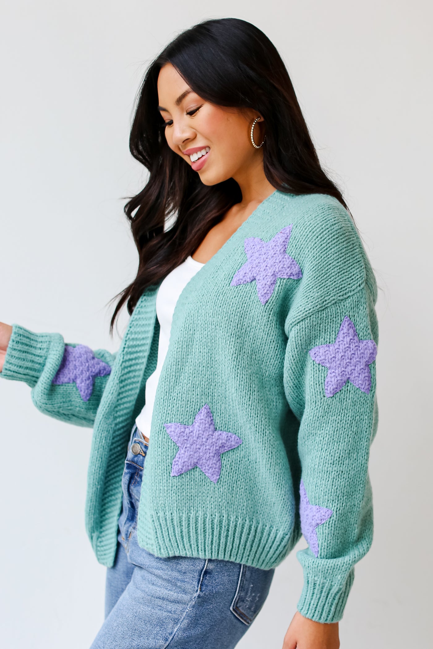 green star Sweater Cardigan side view