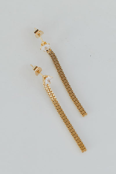 Gold Rhinestone Chain Drop Earrings