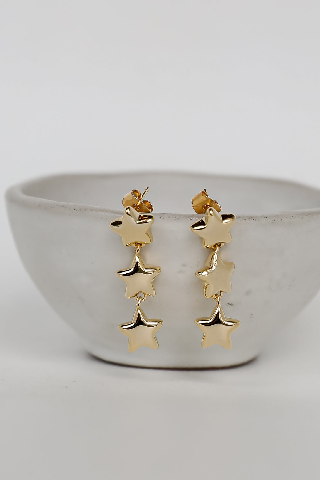 Gold Star Drop Earrings