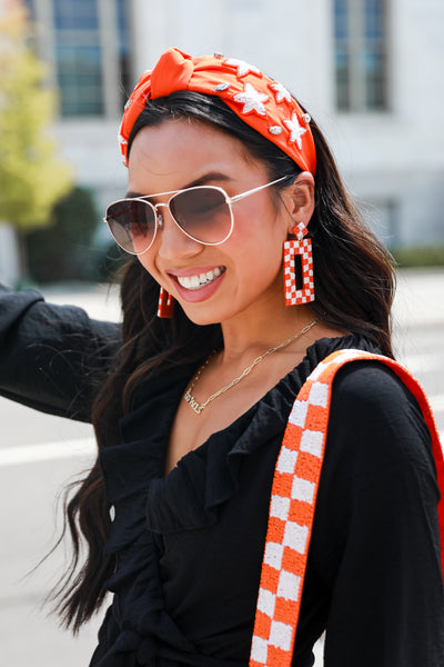 Orange Star + Gemstone Knotted Headband