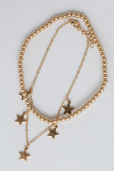 cute Gold Star Charm Anklet