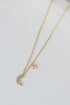 Emilee Gold Rhinestone Crescent Moon Charm Necklace