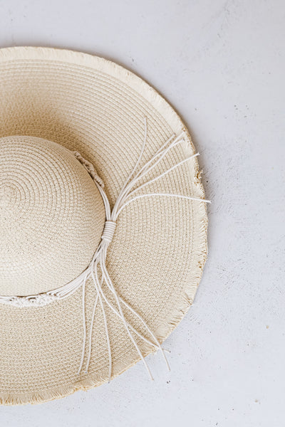 natural Straw Wide Brim Hat top view