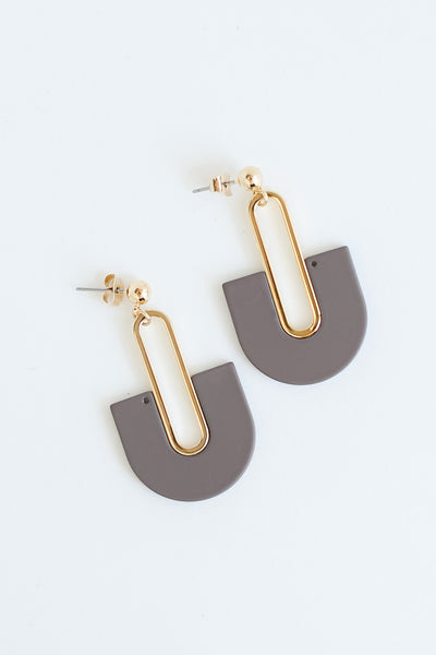 grey Acrylic Statement Earrings close up