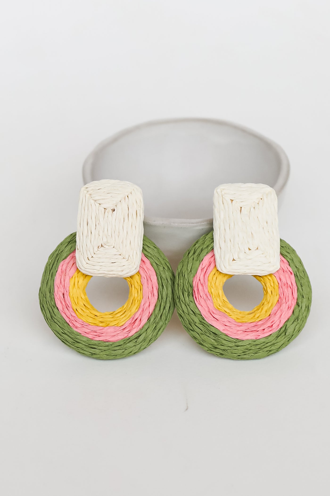 Straw Statement Earrings close up