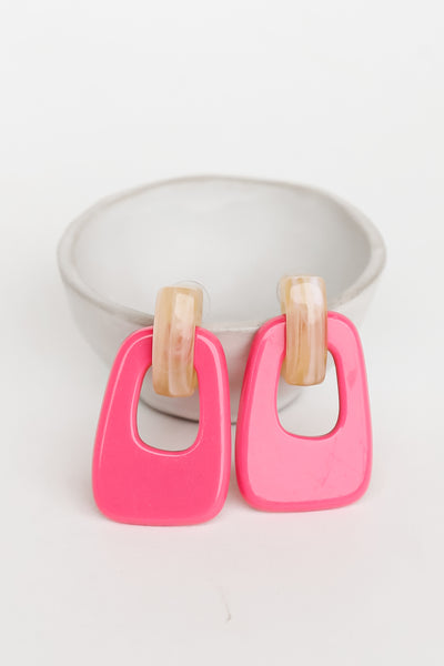 pink Acrylic Statement Earrings close up
