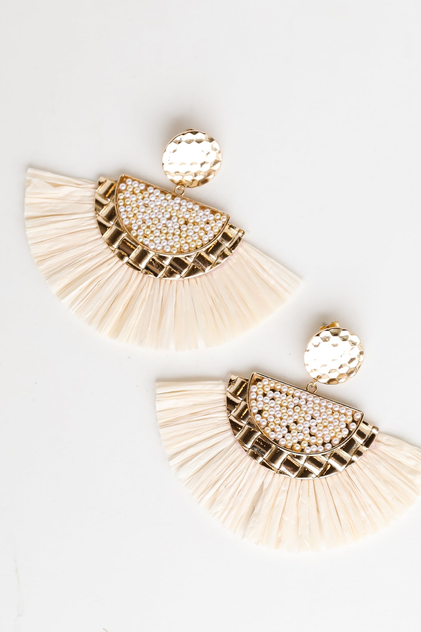 Gold Fringe Statement Earrings close up