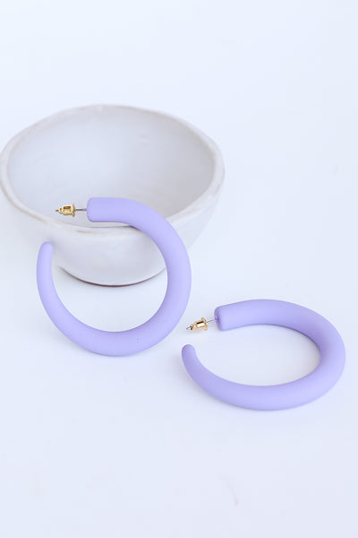 purple Matte Hoop Earrings
