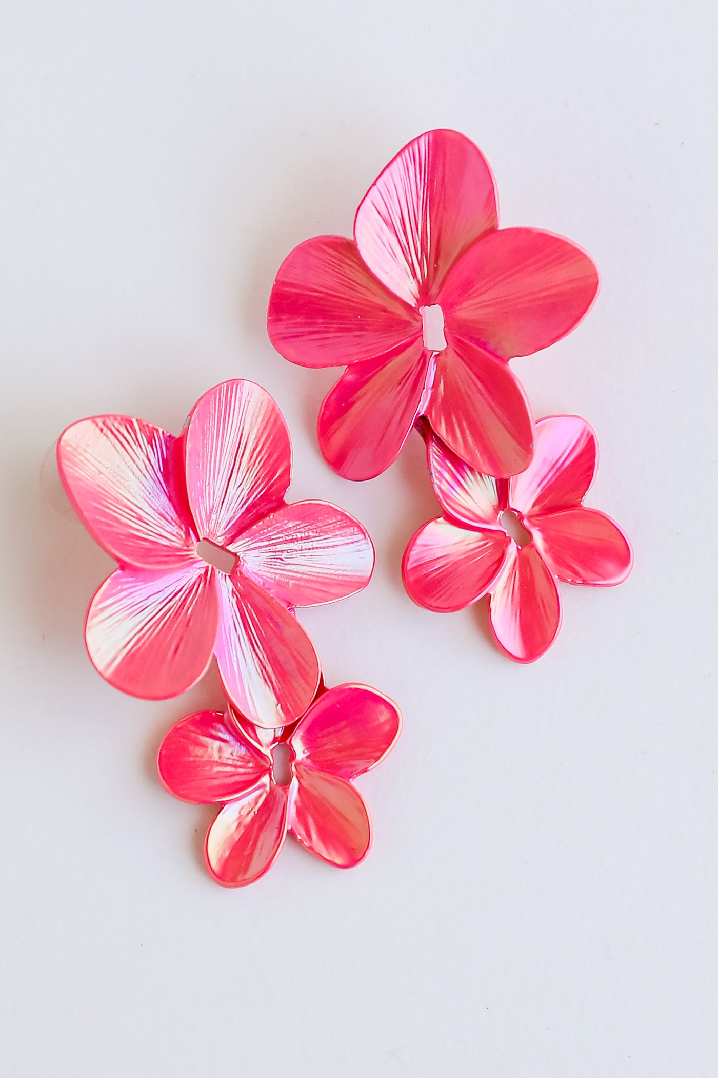 pink Acrylic Flower Statement Earrings