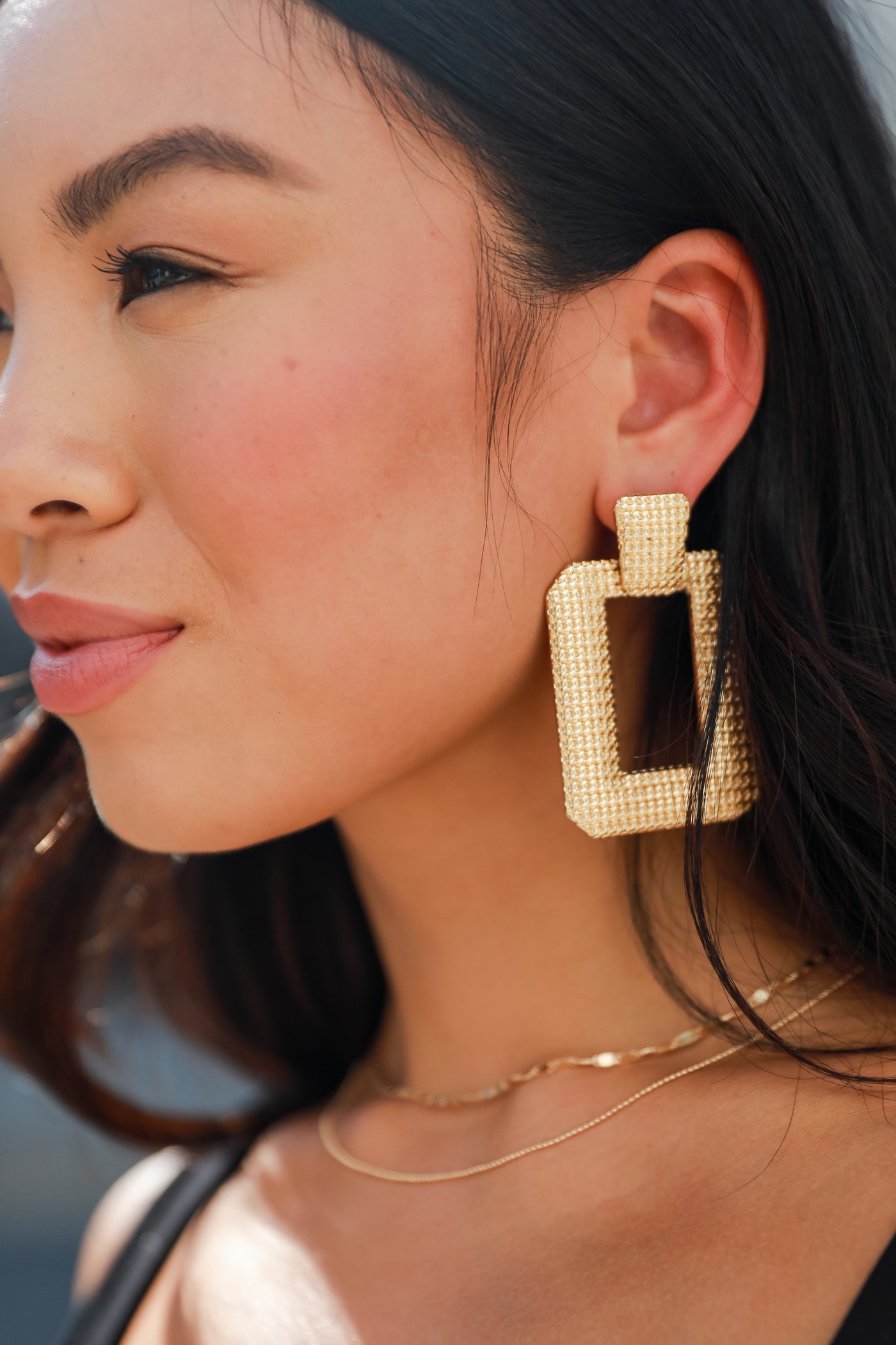 Gold Statement Earrings close up
