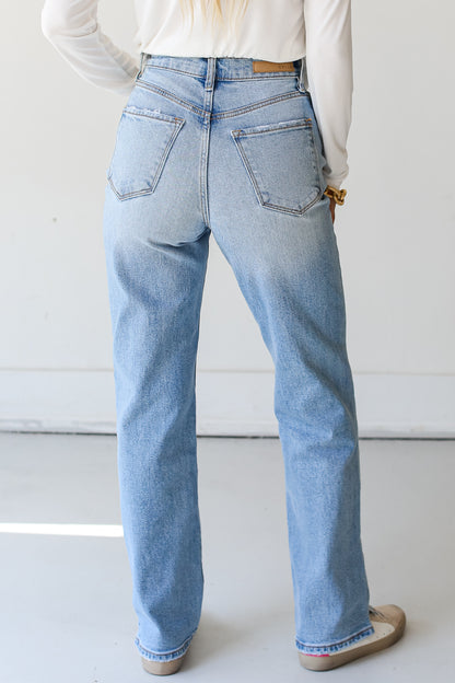 light wash Dad Jeans back view