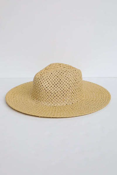 beach hats Beach Daze Natural Straw Fedora Wide Brim Hat