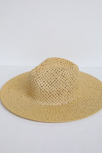 cute Natural Straw Fedora Wide Brim Hat