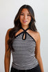 Elevated Coolness Ivory Striped Halter Tank