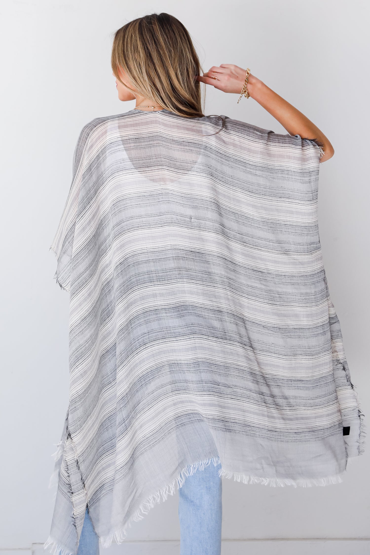 black Striped Kimono back view