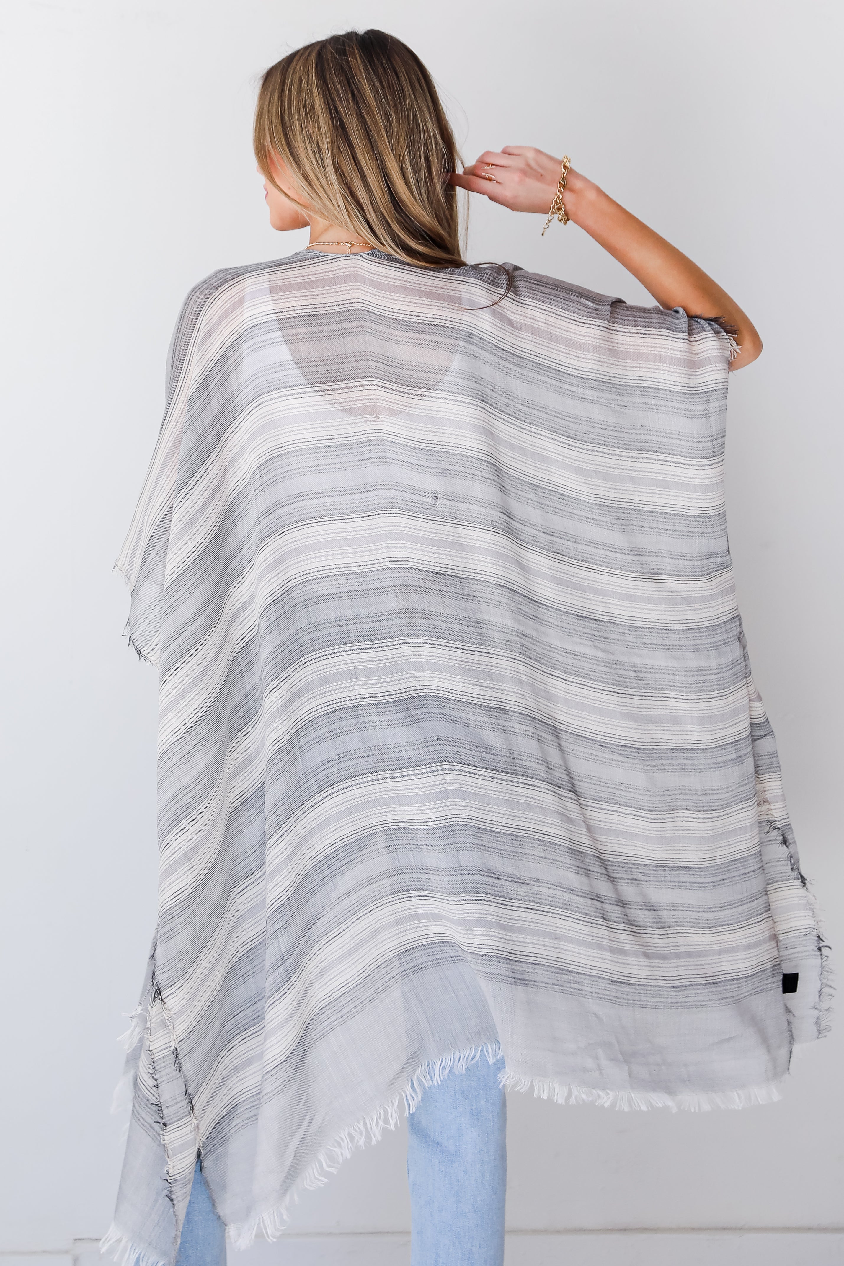 black Striped Kimono back view