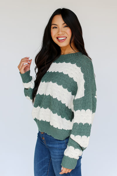 cute Green Striped Sweater