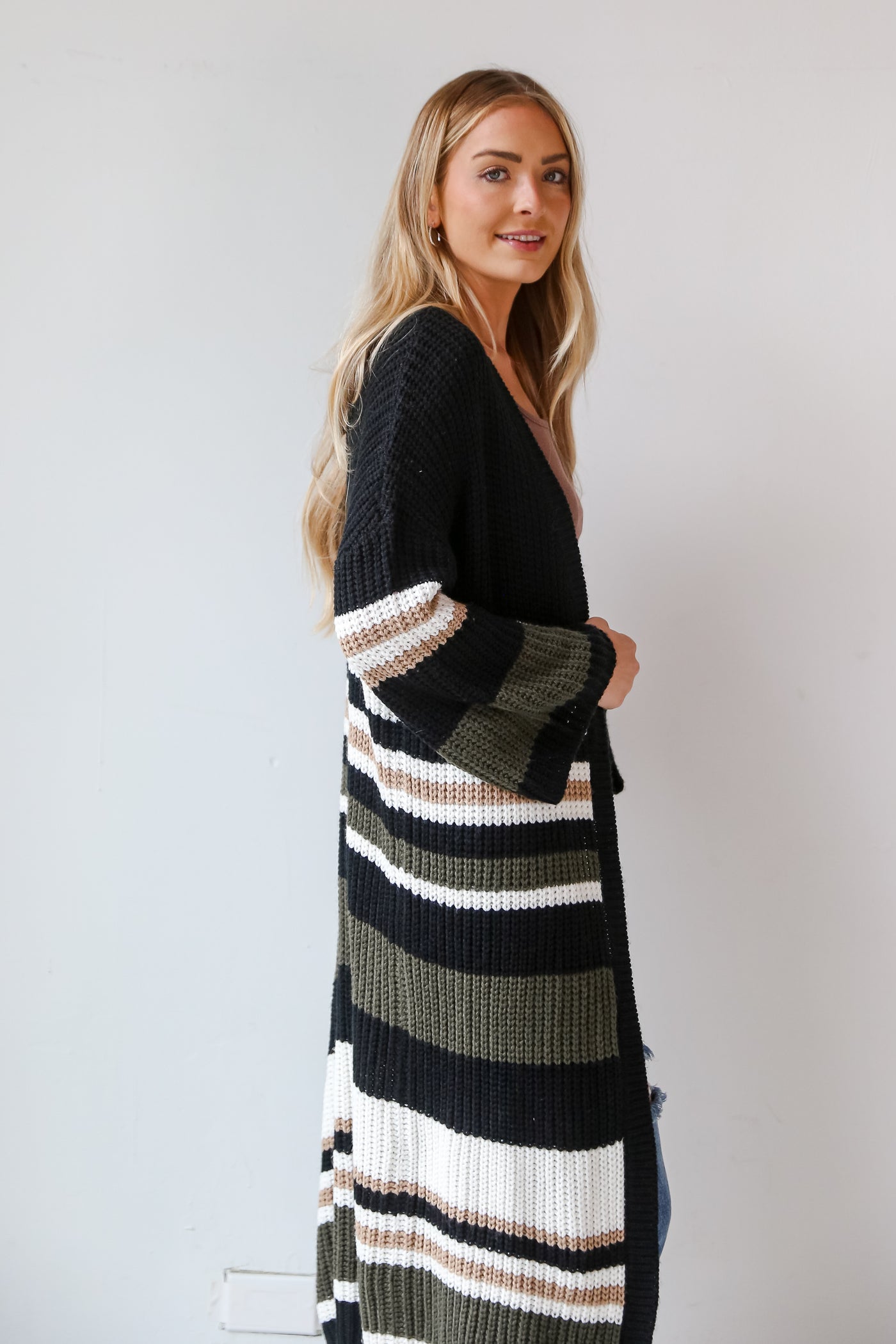 FINAL SALE - Means Everything To Me Black Striped Longline Cardigan