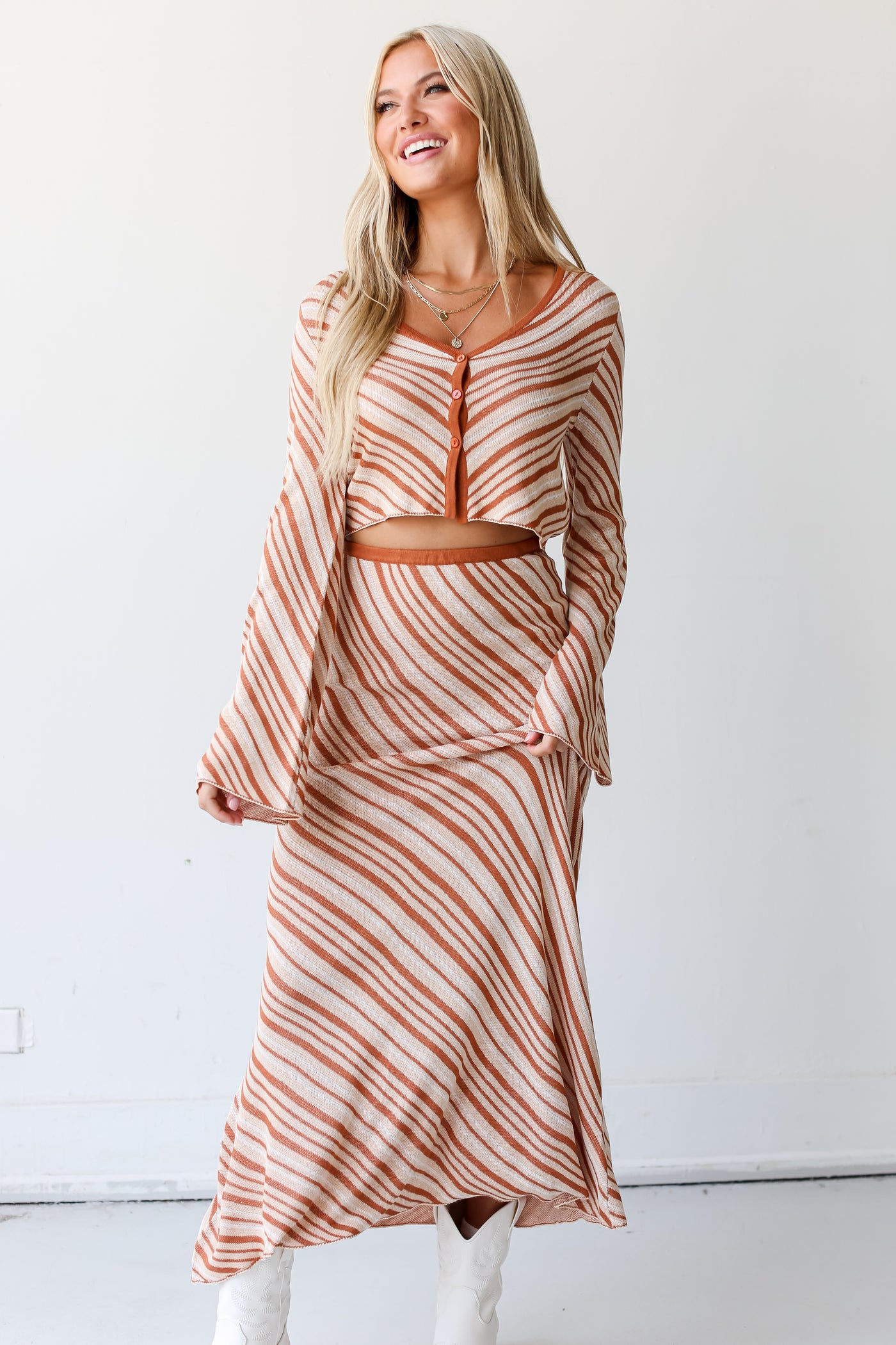 Striped Maxi Skirt front view