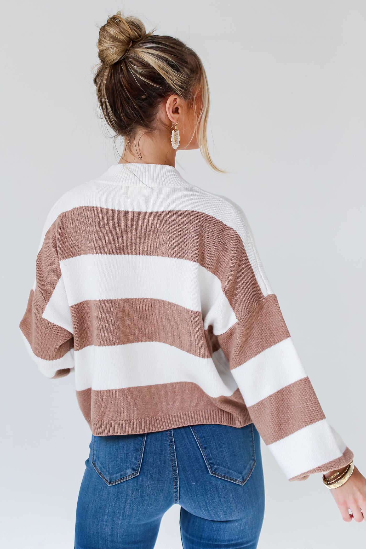 White Striped Sweater back view