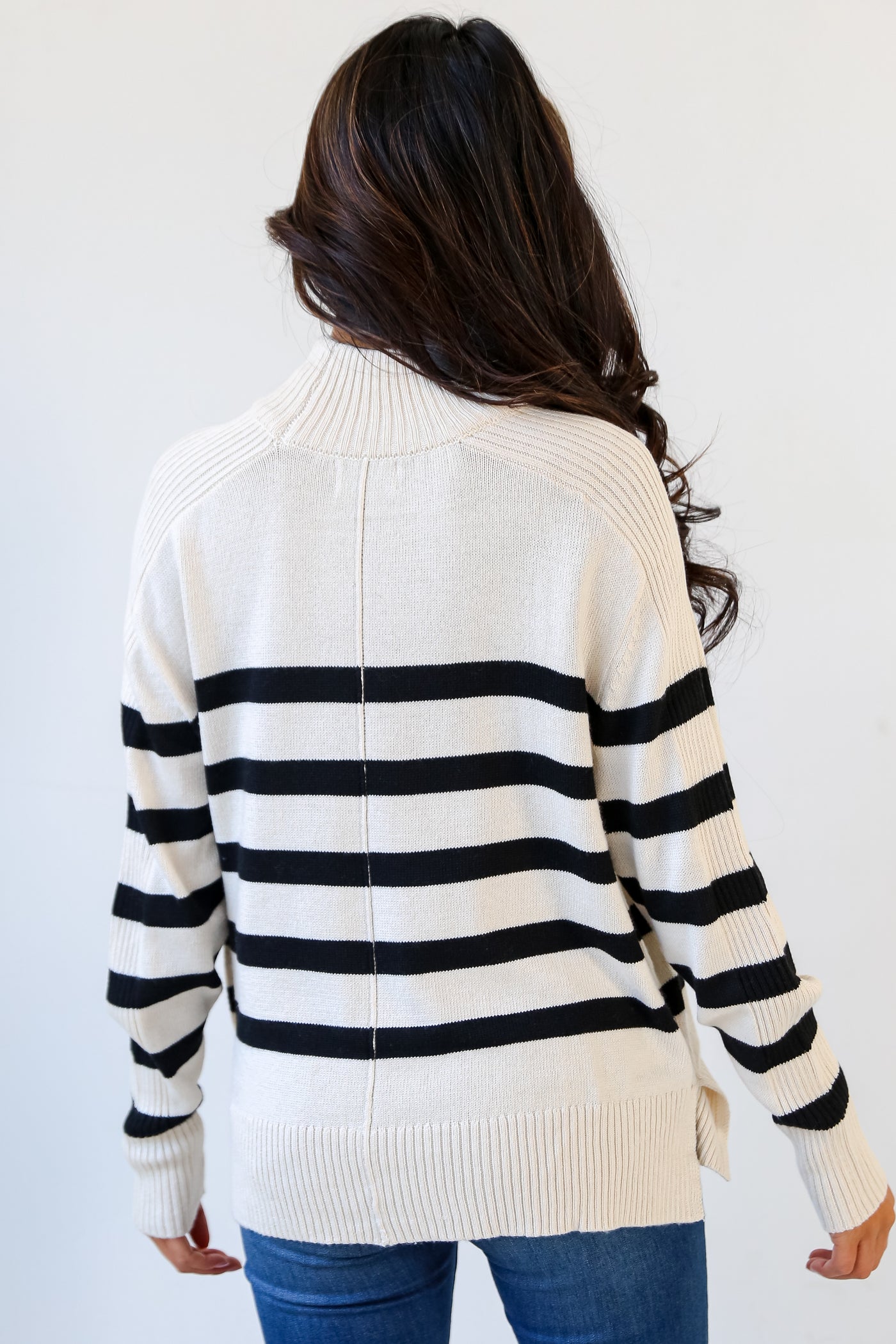 Ivory Striped Sweater back view
