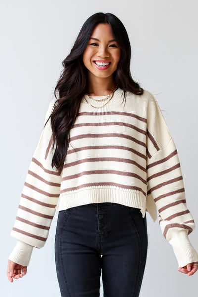 model wearing a Striped Cropped Sweater