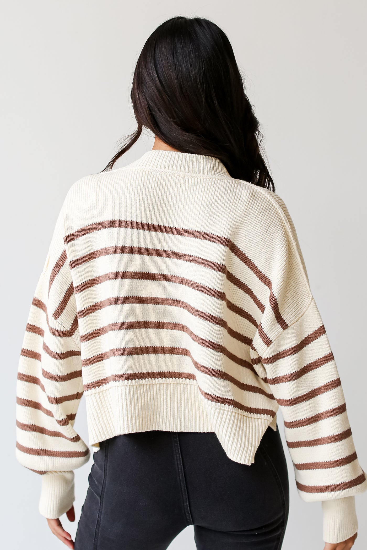 Striped Cropped Sweater back view