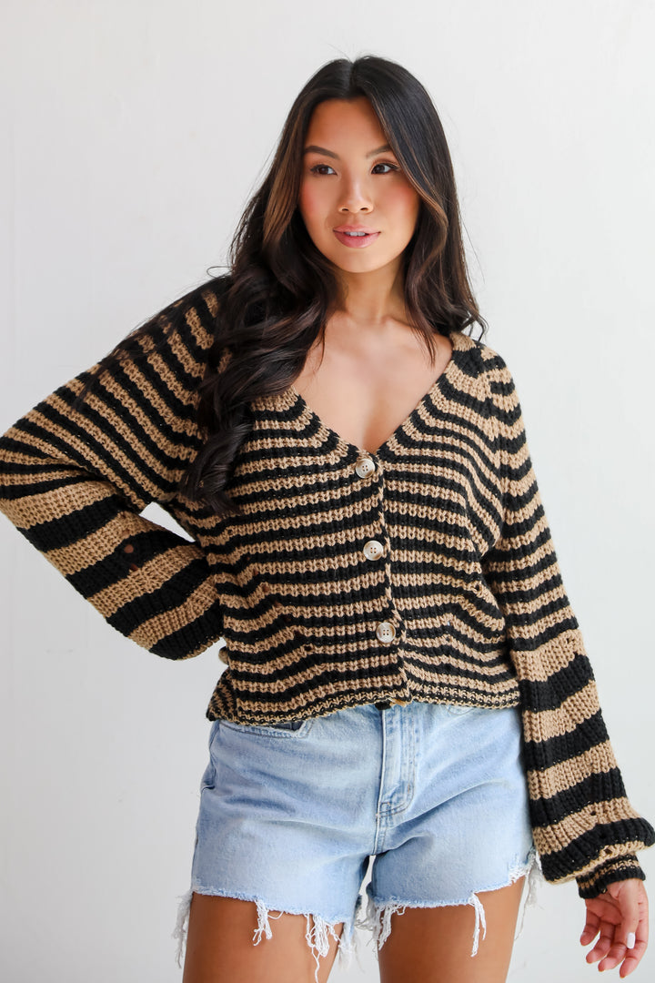 Snuggly Weather Striped Sweater Cardigan